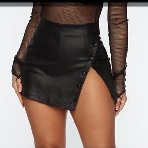 Fashion Nova black leather skort